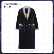 男士睡袍冬季珊瑚绒夹棉三层，超厚长款贝贝绒保暖大码浴袍冬家居服
