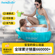 swimbobo婴儿洗澡盆宝宝充气浴盆，儿童新生小孩子便携可折叠泡澡桶