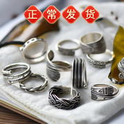 泰国925纯银做旧复古清迈手工纯银戒指