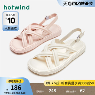 热风2024年夏季女士，韩系温柔时装凉鞋公主风，气质平底凉鞋女鞋