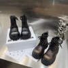 欧货2023秋季纯皮真皮擦色复古搭扣厚底短筒马丁靴机车靴女鞋