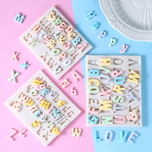 26个英文字母0-9数字硅胶，翻糖蛋糕模具巧克力，立体大字母烘焙工具