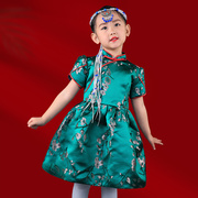 儿童女蒙古服饰高私人定制复古民族舞蹈演出款旗袍连衣公主蓬蓬裙