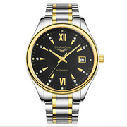 瑞士进口全自动机械，镂空手表冠琴品牌商务，男表钢带日历男士手表