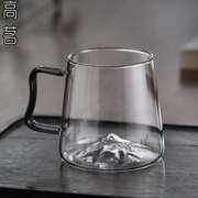 日式玻璃杯家用大容量水杯耐高温夏季加厚观山绿茶杯创意喝水杯子