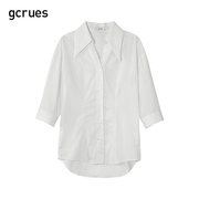 gcrues白色衬衫女夏宽松2024高级感上衣气质简约衬衣显瘦遮肉