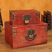 小木盒用子复锁古收纳大号木箱子，带家首饰储物盒盒收藏盒密新