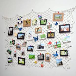 渔网照片墙创意网格麻绳夹子 墙上相框背景墙挂墙面ins装饰免打孔