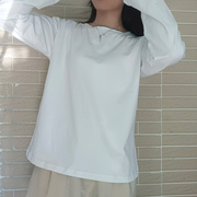 高品质纯棉白色长袖t恤女宽松打底衫春秋卫衣叠穿内搭上衣潮