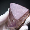 天然紫水晶七彩红云母包裹金字塔山随形景石手把玩摆件