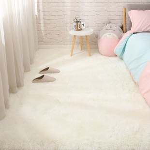 北欧ins风少女白色长毛绒卧室床边地垫客厅茶几地毯定制满铺地毯
