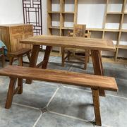 老榆木茶桌实木吧台新中式，复古茶台原木，餐桌椅组合风化民俗老门板