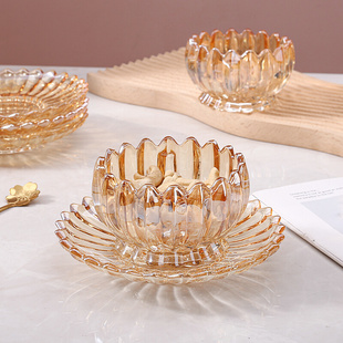欧式创意水晶玻璃小号果盘，果斗家用客厅，轻奢糖果碟沙拉果碗套装