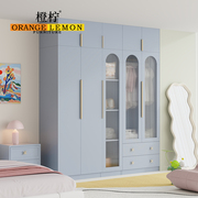 橙柠现代简约卧室衣柜自由组合衣柜，一门到顶衣橱，ins风玻璃门衣柜