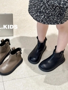 儿童棉靴子2023秋冬款男童鞋黑色马丁靴女童，鞋子宝宝短靴单靴