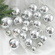 圣诞树镜面反光装饰银色球电镀球亮光塑料球空心挂件婚庆吊顶吊球