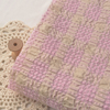 淡米黄底粉色泡泡格聚酯纤维布料 自制上衣长裙茶服窗帘抗皱面料