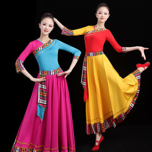 广场舞服装女成人套装民族，风藏族卓玛舞蹈衣服大摆裙演出服装