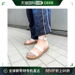 日本直邮R&E女士平跟凉鞋乳白色配色高帮凉鞋绑绳固定脚踝