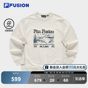 filafusion斐乐潮牌卫衣男2024春季圆领，拼接针织上衣套头衫