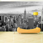 3d立体大型壁画客厅沙发背景墙纸，欧美建筑风景墙布5d黑白城市壁纸