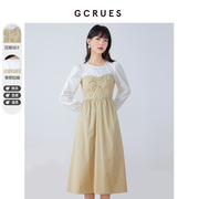 gcrues法式裙子假两件套女士2024年春装针织韩系温柔风连衣裙