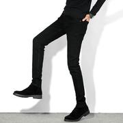 黑色牛仔裤男夏季薄款修身小脚，铅笔休闲裤瘦腿弹力紧身男款长裤子