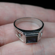 贵菲尔珠宝，925银天然蓝宝石，戒指男士戒指