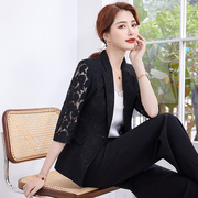 夏季蕾丝小西装短款外套女薄款韩版修身型简约气质，小西服时尚6253