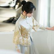 中式伴娘服礼服中国风，2023新秋冬季长款结婚礼秀禾闺蜜伴娘姐妹团