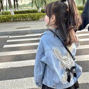 女童牛仔外套春秋款2025中大童韩版洋气外穿加厚冬装儿童网红上衣