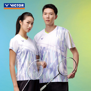 2024victor胜利羽毛球服速干T恤短袖男女专业比赛运动服40010