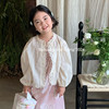韩国童装女童文艺花边衬衫春季女宝宝镂空长袖开衫外搭上衣