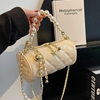 珍珠链条小包包女2023潮时尚菱格圆筒包高级(包高级)感洋气单肩斜挎包