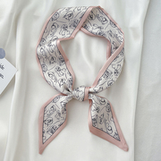 长条窄小丝巾女法式春秋，夏季扎头编发带，绑包包薄丝带飘带装饰领带