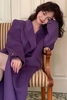 22秋冬100%绵羊毛紫色单排扣双面呢大衣毛呢外套中长款大衣女