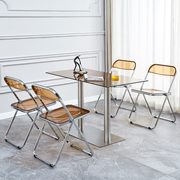 餐桌亚克力透明不锈钢升降阳台椅子，圆玻璃商用工业外摆桌椅桌子