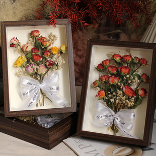 成品相框干花植物标本真花玫瑰家居，装饰摆件节日礼物伴手礼装饰画