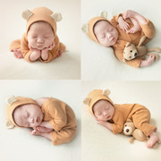 出租新生儿摄影服装宝宝拍照帽子连体衣婴儿月子满月照百天照衣服