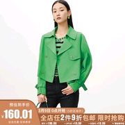 商场品牌女装折扣，2024春装贝系列，699元翻领气质纯色风衣