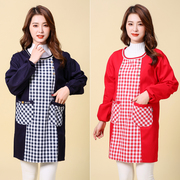 女成人反穿长袖防油防污厨房时尚，日式做饭工作服罩衣家务围裙