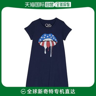 香港直邮潮奢chaser女童，patriot嘴唇图案，棉质针织短袖衬衫式连