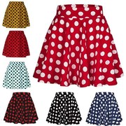 波点迷你大摆半身裙红色短裙Polka-dot mini swing skirt red ski