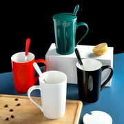 创意杯子陶瓷马克杯带盖勺简约大容量喝水杯家用办公室咖啡杯茶杯