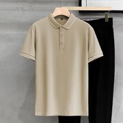 2023夏季冰丝棉高端polo衬衫，男士短袖高级感商务翻领t恤上衣