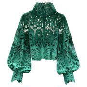 法式复古宫廷风蕾丝镂空衬衫女设计感小众洋气灯笼袖上衣超仙小衫