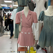 东大门女装2024春夏高级感法式西装连衣裙小众设计百褶裙气质短裙