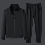 福利款!休闲运动套装，男春秋季纯色黑色，男装晨跑步运动服秋装外套