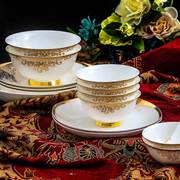碗碟套装简约家用欧式创意高档碗盘子组合景德镇陶瓷骨瓷餐具套装