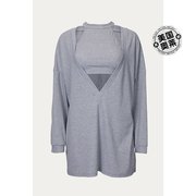 esleycollection浅灰色，短款背心和套头衫，两件套-浅灰色美国